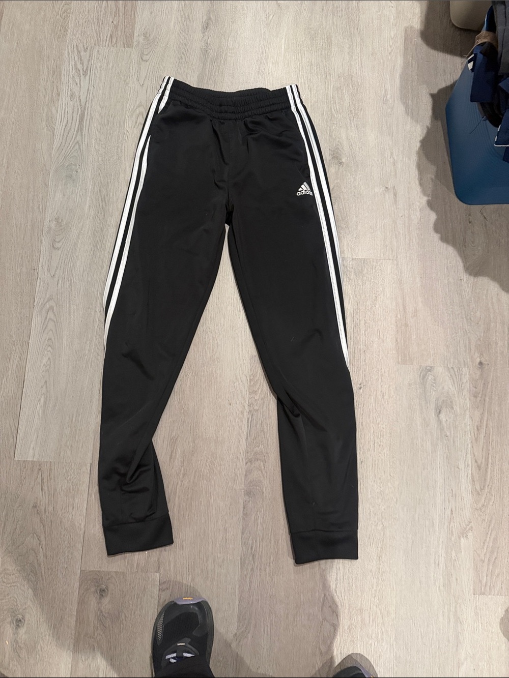 adidas Black Joggers with White Side Stripes